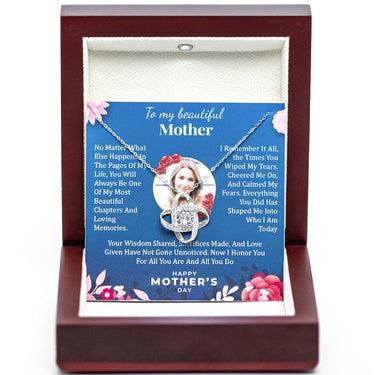 Personalized Gift For Mom - Love Knot Necklace - Moissanite - Happy Mother's Day 2, to My Beautiful Mother