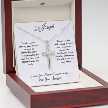 Personalized Gifts Bride To Father In Law - Cross Pendant Necklace - From Your Future Daughter-in-law