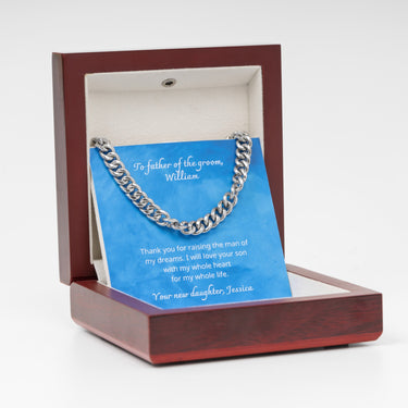 Personalized Gifts From Bride To Father In Law - Curb Chain Necklace - Thank you for Raising the Man of My Dreams