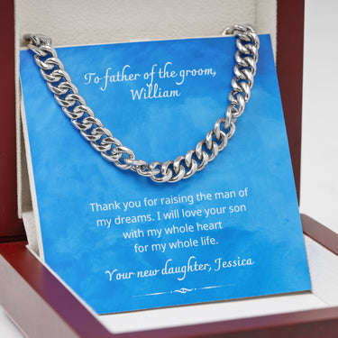 Personalized Gifts From Bride To Father In Law - Curb Chain Necklace - Thank you for Raising the Man of My Dreams