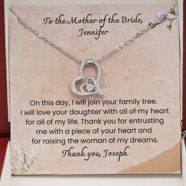 Personalized Gifts from Grooms to Mother in Law - Dancing Heart Pendant Necklace - To the Mother of the Bride.