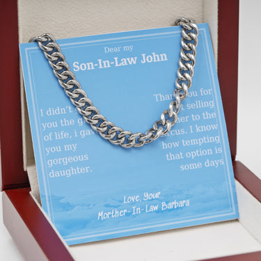 Personalized Gifts from Parent in Law to Grooms - Curb Chain Necklace - Dear my Son-in-Law