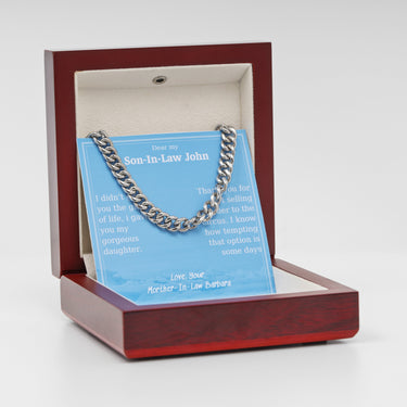 Personalized Gifts from Parent in Law to Grooms - Curb Chain Necklace - Dear my Son-in-Law