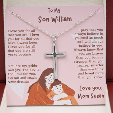 Personalized Gifts from Parent to Grooms - Cross Pendant Necklace - To My Son, I love You for all that you are