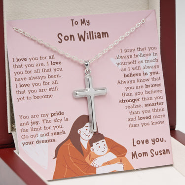 Personalized Gifts from Parent to Grooms - Cross Pendant Necklace - To My Son, I love You for all that you are