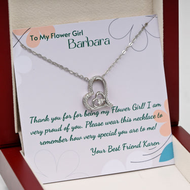 Personalized Gifts from Bride to Bridesmaid - Dancing Heart Pendant Necklace - Thank You For being My Flower Girl