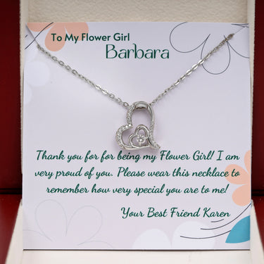 Personalized Gifts from Bride to Bridesmaid - Dancing Heart Pendant Necklace - Thank You For being My Flower Girl