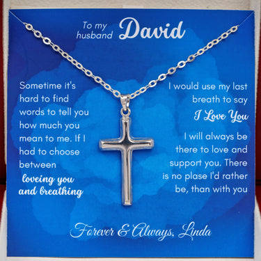 Personalized Gifts from Wife to Husband - Cross Pendant Necklace - To my Huband, Forever & Always