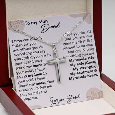 Personalized Gifts From Girlfriend To Boyfriend Gift - Cross Pendant Necklace - I Love You for All that You are