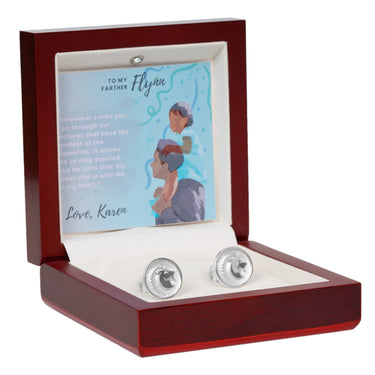 Personalized Gift from Bride to Father - Capricorn Zodiac Cufflinks - My Super Dad Is With Me, In My Heart