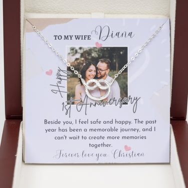 Personalized Gifts From Husband to Wife - Infinity Link Necklace - First Wedding Anniversary Gifts, To my Wife