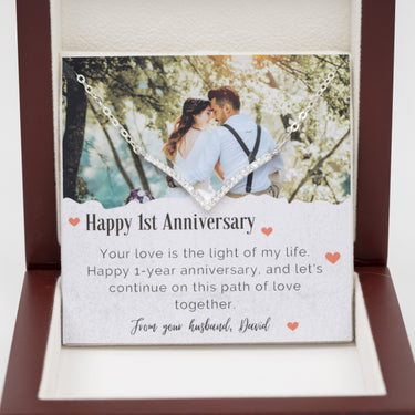 Personalized Gifts From Husband to Wife - Crystal Apex Necklace - First Wedding Anniversary Gifts, Happy 1st Aniversary