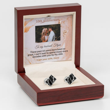 Personalized Gift from Wife to Husband - Black Lineage Links Cufflinks - 6th Wedding Anniversary Gift for Husband