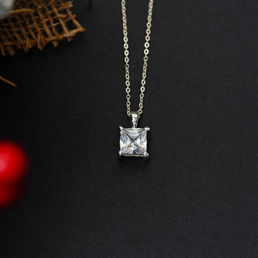 Classy Square Pendant  Necklace Moissanite