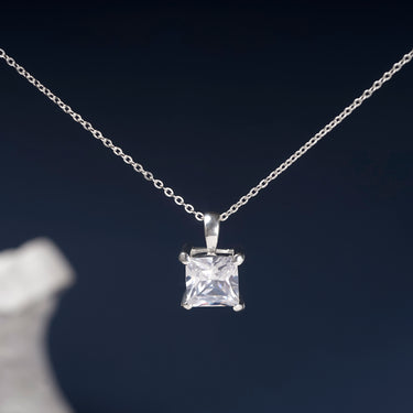 Classy Square Pendant  Necklace Moissanite