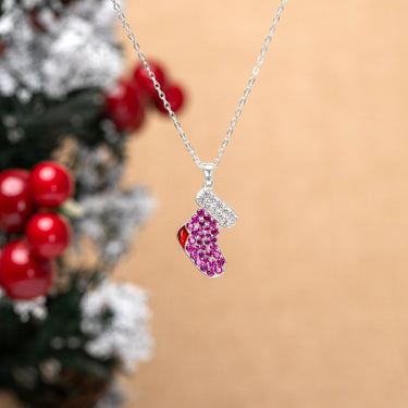 Christmas Necklace: Red Stocking Christmas