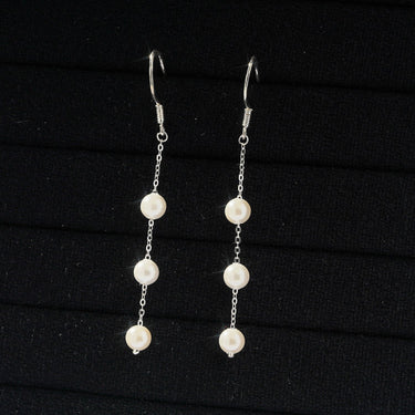 Dainty Long Dangle Pearl Earrings