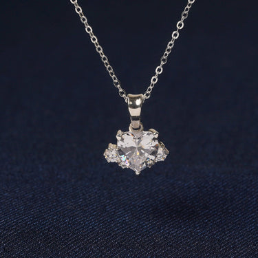 Carnation Heart Necklace Moissanite