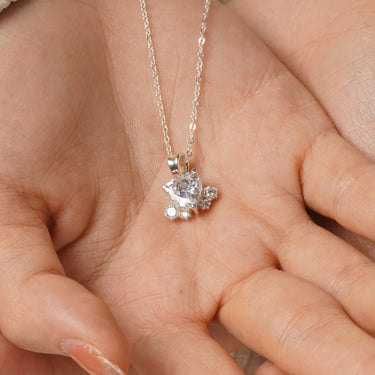 Carnation Heart Necklace Moissanite