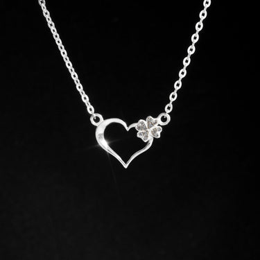 Personalized Gifts for Wife - Heart and Clover Leaf Necklace - Happy Valentine's Day, Together is my favorite place to be.