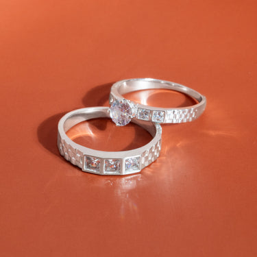 Square Stone Couple Rings