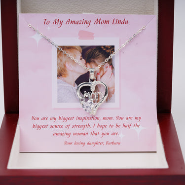 Personalized Gift from Bride to Mother - I Love You Mom Heart Necklace - You Are My Biggest Inspiration