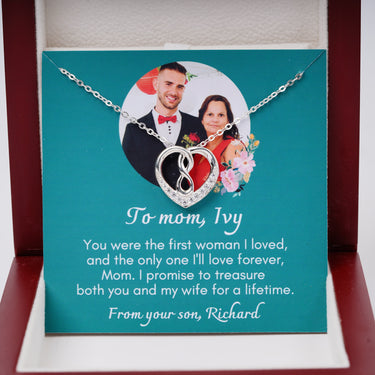 Personalized Gift from Groom to Mother - Infinity Knot Heart - You Were the First Woman I Loved