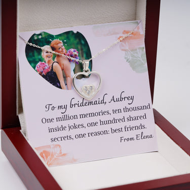 Personalized Gift from Brides to Bridesmaid - Heart In Heart Pendant - One Million Memories