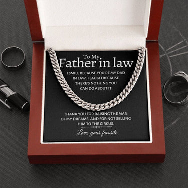 Personalized Gift For Father In Law - Curb Chain Necklace - Thank you Dad for Making me a Member of the Family, a Meaningful Gift for my Father-in-law