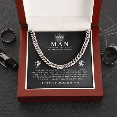 Simple Classic Necklace, Gift for Husband, "To the man who completes me, I hope this gift brings a smile to your face"