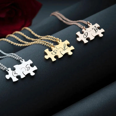 Personalized Engraved Puzzle Shape Necklace