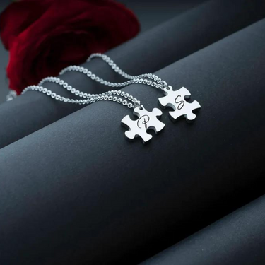 Personalized Engraved Puzzle Shape Necklace